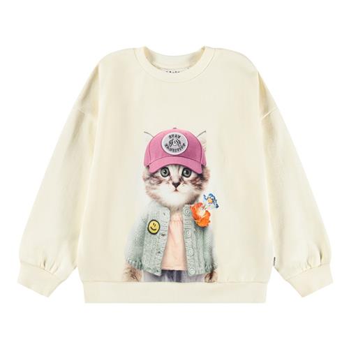 Molo GOTS Maxi Sweatshirt Kitty Miauu | Hvid | 122 cm