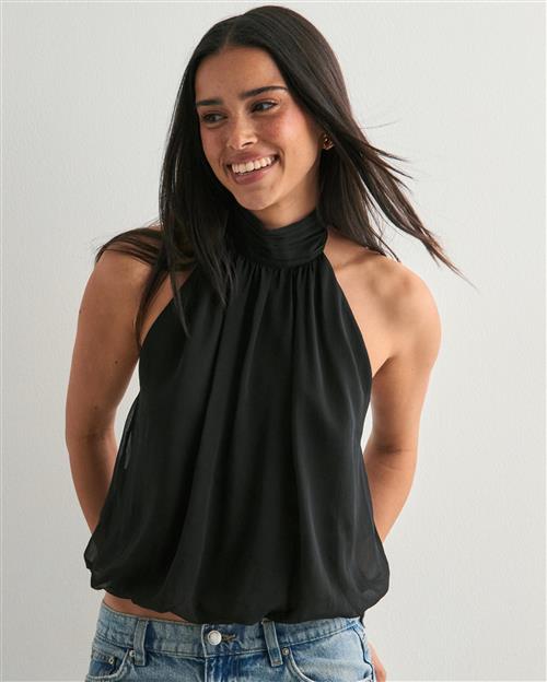Nelly - Sort - Puffy Halterneck Top