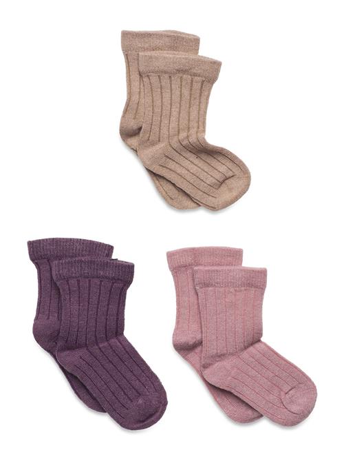 Se Wool Socks - Rib 3-Pack Minymo Patterned ved Booztlet