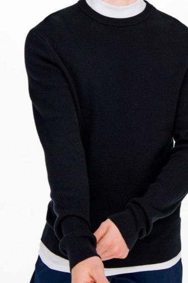 Patrick Regular Crew - Dark Navy - Regular fit - Herre - S - Only & Sons