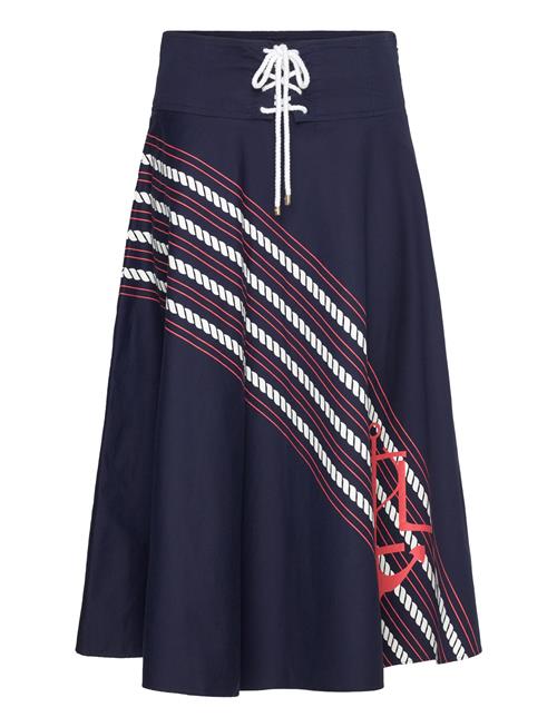 Rope-Print Twill Lace-Up Midi Skirt Lauren Ralph Lauren Navy