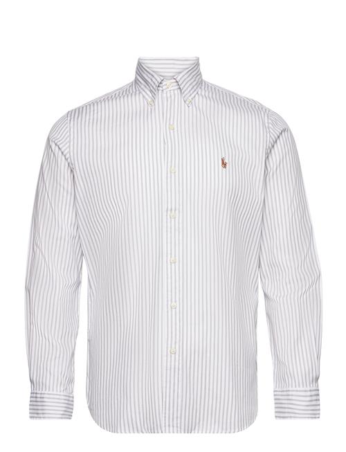 Custom Fit Striped Stretch Oxford Shirt Polo Ralph Lauren Grey
