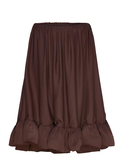 Mikala Strapless Ruffled Mini Dress Malina Brown