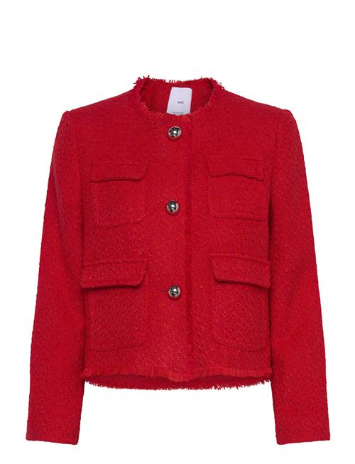 Pocket Tweed Jacket Mango Red