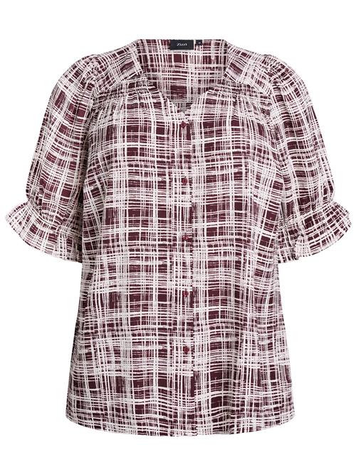 Zizzi Bluse 'Vanni'  mørkerød / hvid