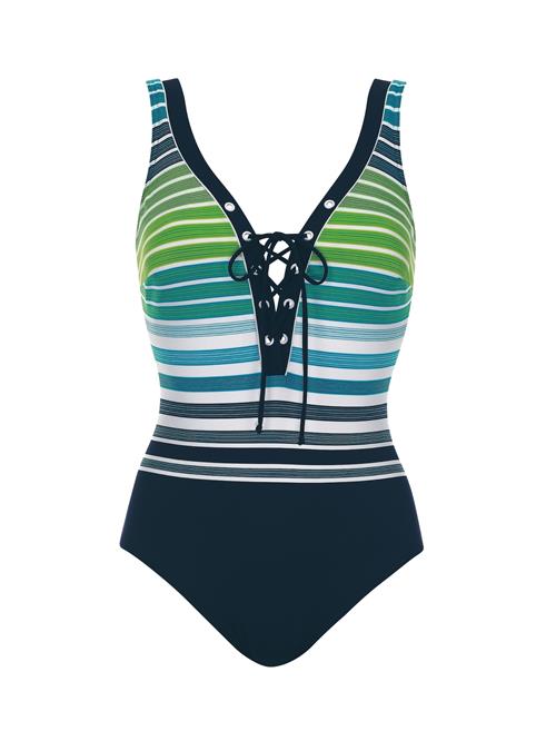 SUNFLAIR Badedragt  lyseblå / mørkeblå / lime / hvid