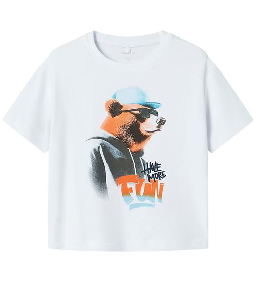 Name It T-shirt - NmmLewis - Bright White m. Bjørn