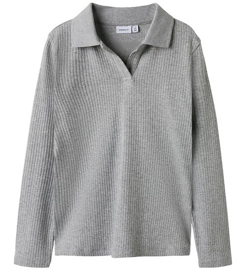 Name It Polobluse - Rib - NkfDusa - Grey Melange