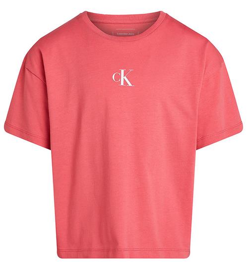 Calvin Klein T-shirt - CK Logo Boxy - Deep Crimson Fruit
