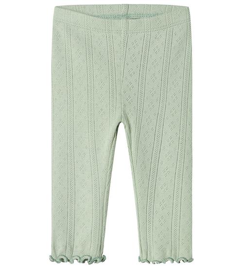 Name It Leggings - NbfJsilke - Aqua Gray m. Hulmønster