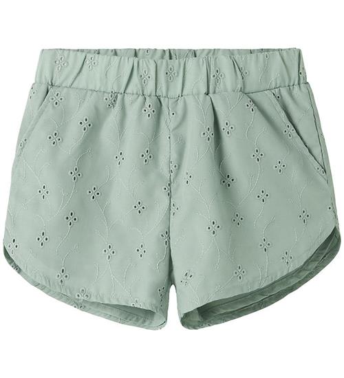 Name it Shorts - NkfVioleta - Aqua Gray m. Broderi Anglaise