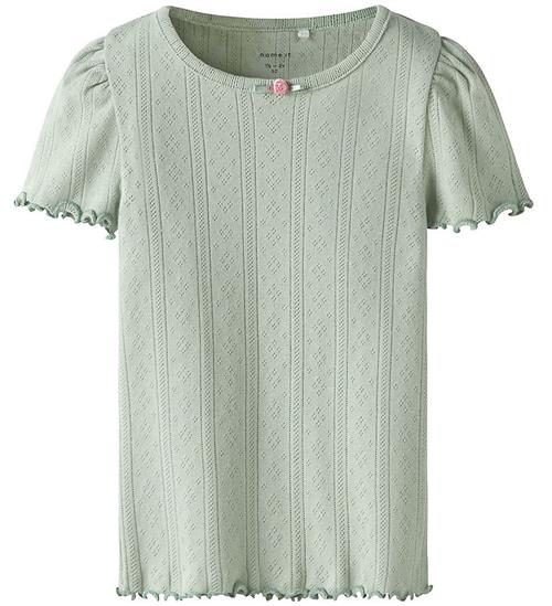 Name It T-shirt - NmfJsilke - Aqua Gray m. Hulmønster