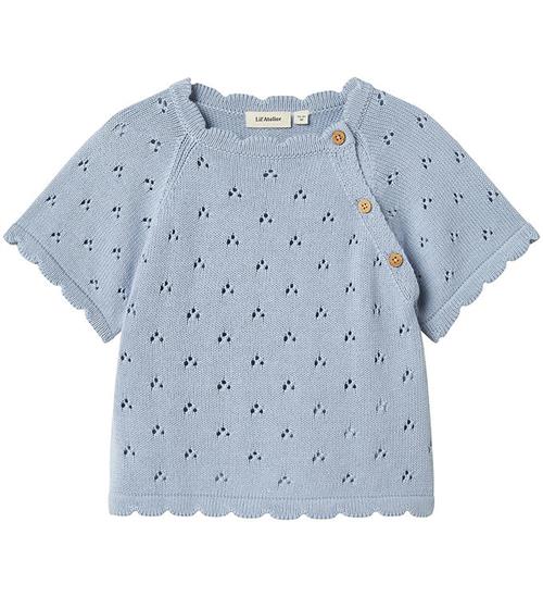 Lil' Atelier T-shirt - Strik - NmfJola - Zen Blue m. Hulmønster