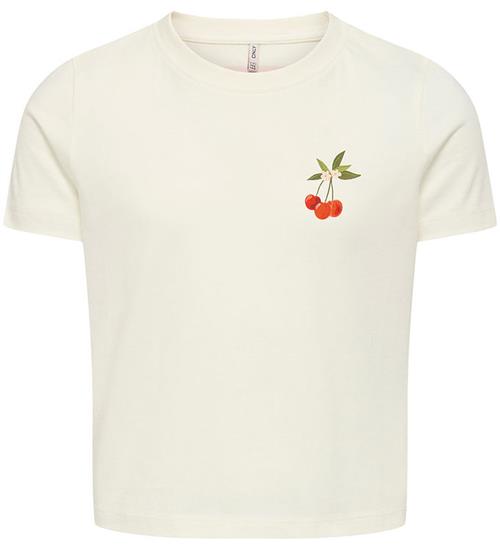 Kids Only T-shirt - KogAnnbel Sun Life - Cloud Dancer/Cherry