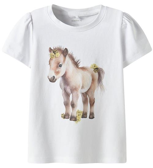 Name It T-shirt - NmfHani - Bright White m. Hest