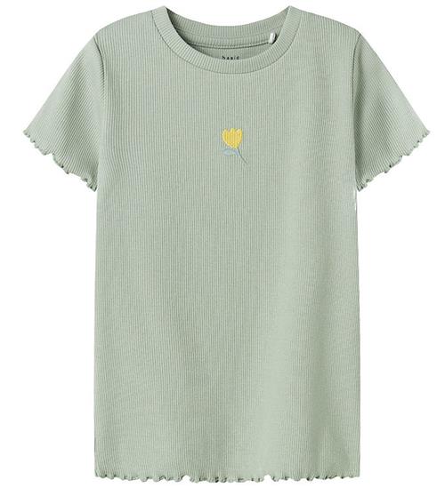 Name It T-shirt - Rib - NmfVivemma - Aqua Gray/Lemon