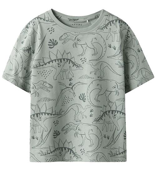 Name It T-shirt - NmmValther - Aqua Gray/Tone Dino