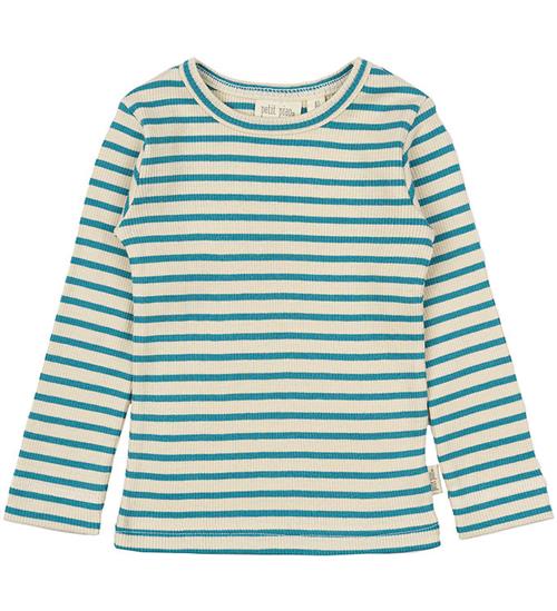 Petit Piao Bluse - Rib - Modal - Turquise/Dark Off White
