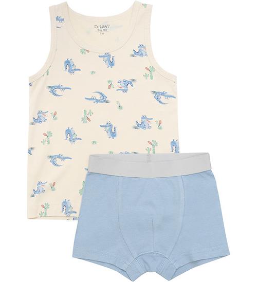 CeLaVi Undertøjssæt - Undertrøje/Boxershorts - Dusty Blue