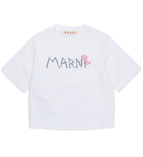 Marni T-shirt - Cropped - Hvid m. Broderi