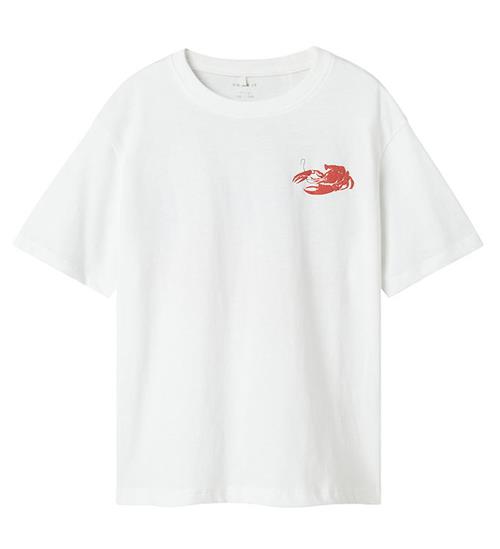 Name It T-shirt - NkmFonnot - Bright White/LOBSTER
