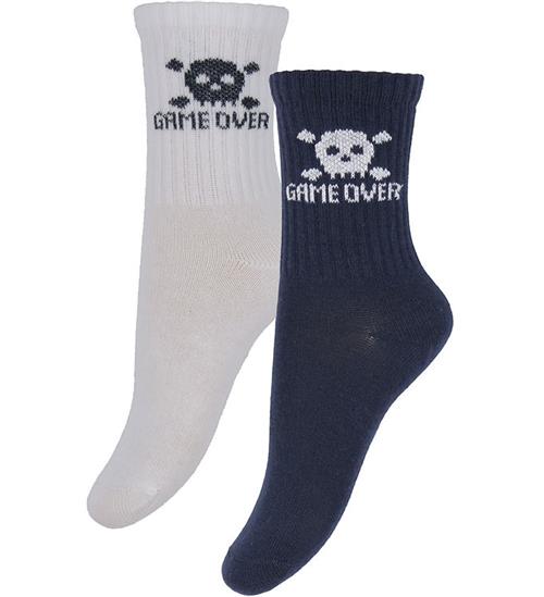 Minymo Strømper - 2-Pak - Dark Navy/Hvid m. Dødningehoved