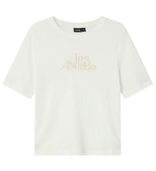 LMTD T-shirt - NlfFos - White Alyssum/Sandshell Embroidery m. Pr