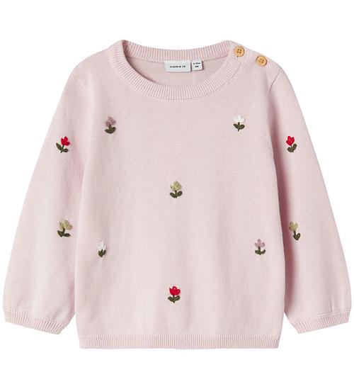 Name It Bluse - Strik - NbfFaflow - Light Lilac m. Blomster