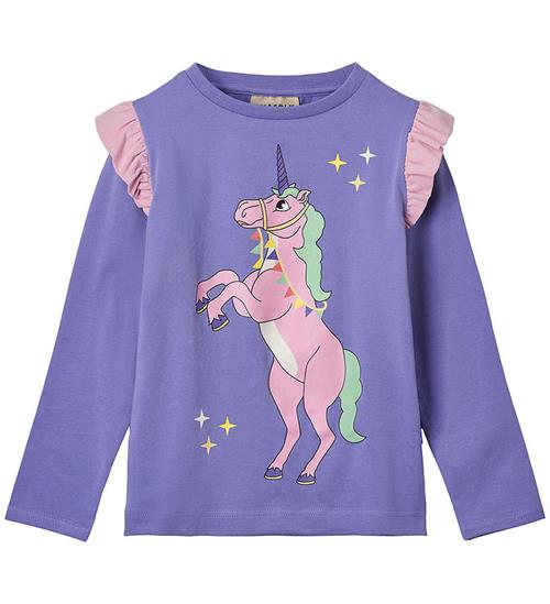 Småfolk Bluse - Purple Delight m. Enhjørning