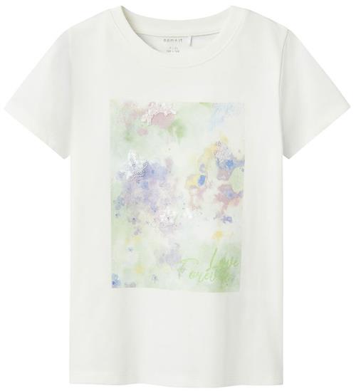 Name It T-shirt - NkfBatu - Cloud Dancer/Arcadian green