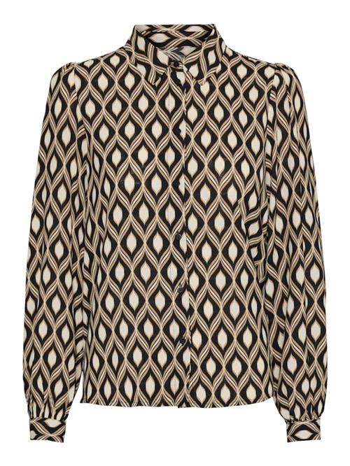 VERO MODA Bluse 'VMVARIA'  beige / sort / hvid