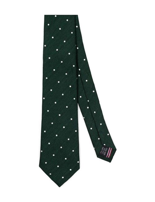 Green White Dots Silk Linen AN IVY Green