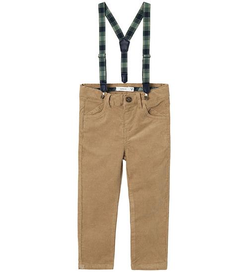 Name It Fløjlsbukser m. Seler - NmmRyan - Weathered Teak