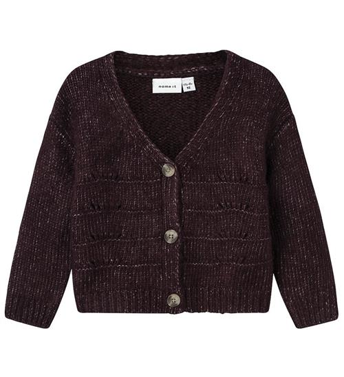 Name It Cardigan - Strik - NmfNetrille - Plum Perfect m. Hulmøns