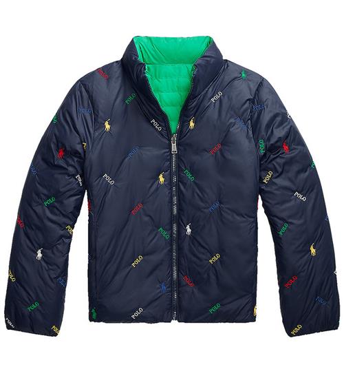 Polo Ralph Lauren Dynejakke - Vendbar - Grøn/Navy m. Logoer