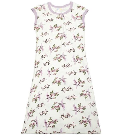 Joha Natkjole - Bambus - Off White/Lilla m. Papegøje