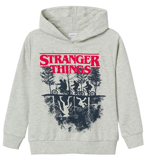 Name It Hættetrøje - NkmFinny Stranger Things - Light Grey Melan