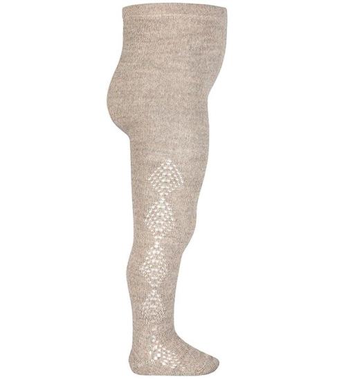 Condor Strømpebukser m. Hulmønster - Uld/Akryl - Beige
