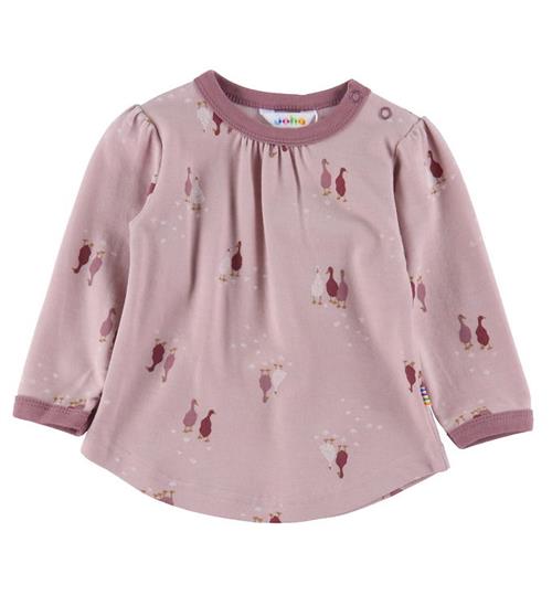 Joha Bluse l/æ - Uld/Bomuld - Light Bordeaux m. Gæs