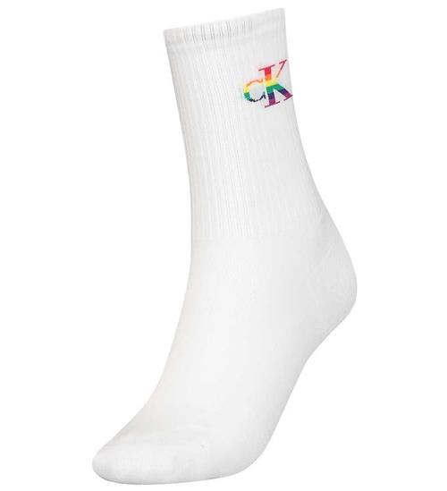 Calvin Klein Strømper - Rib - Pride - Hvid m. Logo