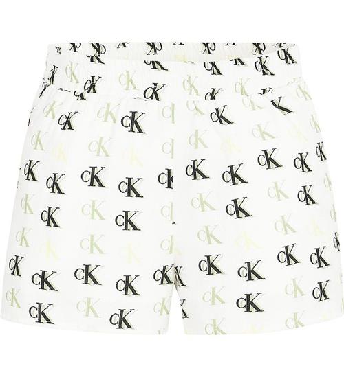 Se Calvin Klein Shorts - Monogram - Hvid/Grøn ved KidsWorld