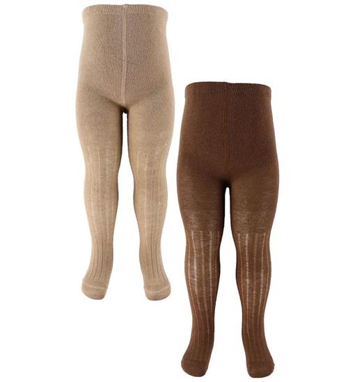 Minymo Strømpebukser - Rib - 2-Pak - Hazel Brown