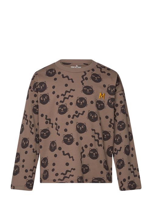 Squiggly Cats Aop Ls Tee Mini Rodini Brown
