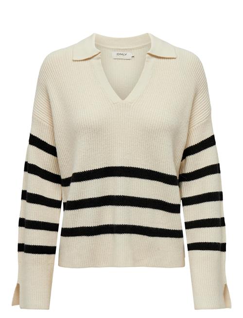 Onlmonna Ls Split Neck Collar Knt ONLY Cream