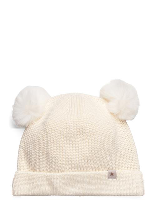 Hat Knit W. Pompoms Huttelihut Cream