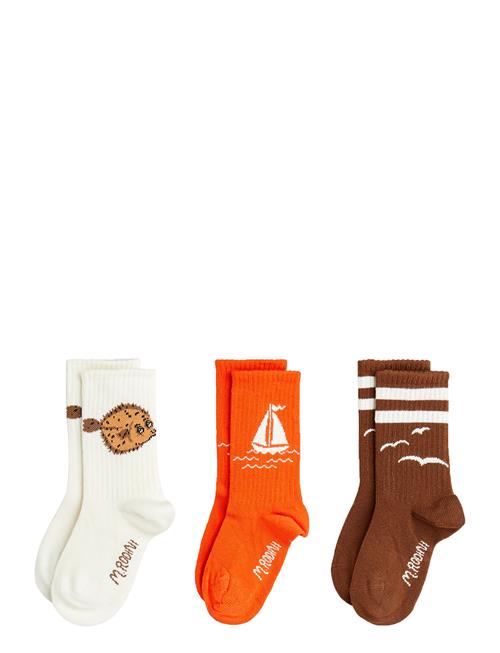 Sailing Boats 3-Pack Socks Mini Rodini Brown