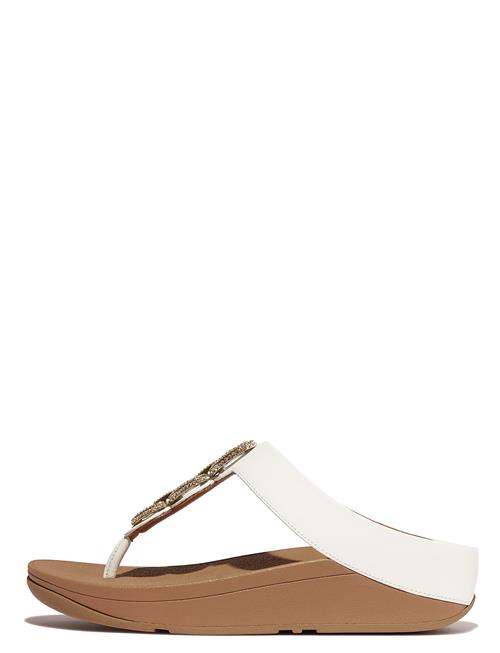 Fino Crystal-Chain Leather Toe-Post Sandals FitFlop White