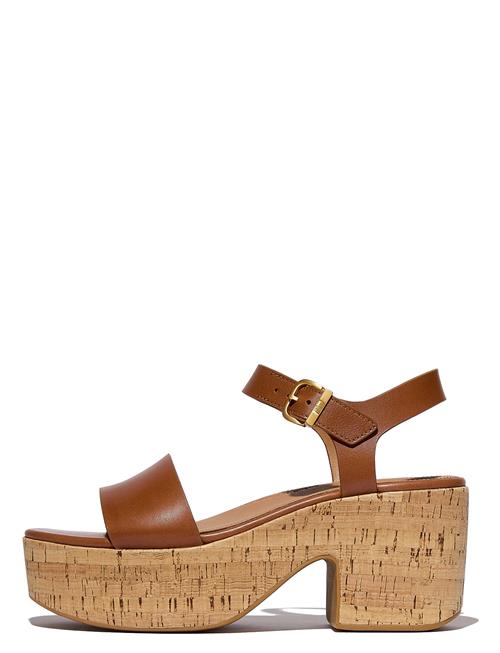 Platfforms Leather/Cork Heeled Ankle-Strap Sandals FitFlop Brown