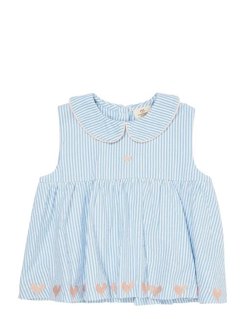 Seersucker Ss Blouse W. Hearts Copenhagen Colors Blue