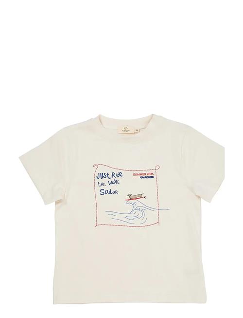 T-Shirt W. Print & Embroidery Copenhagen Colors Cream